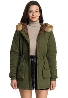 high quality womens hooded warm coats soft faux fur outwear coats green
