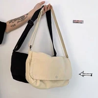 canvas bag female students single shoulder messenger bag schoolbag womens school bag canvas solid color buckle messenger bag