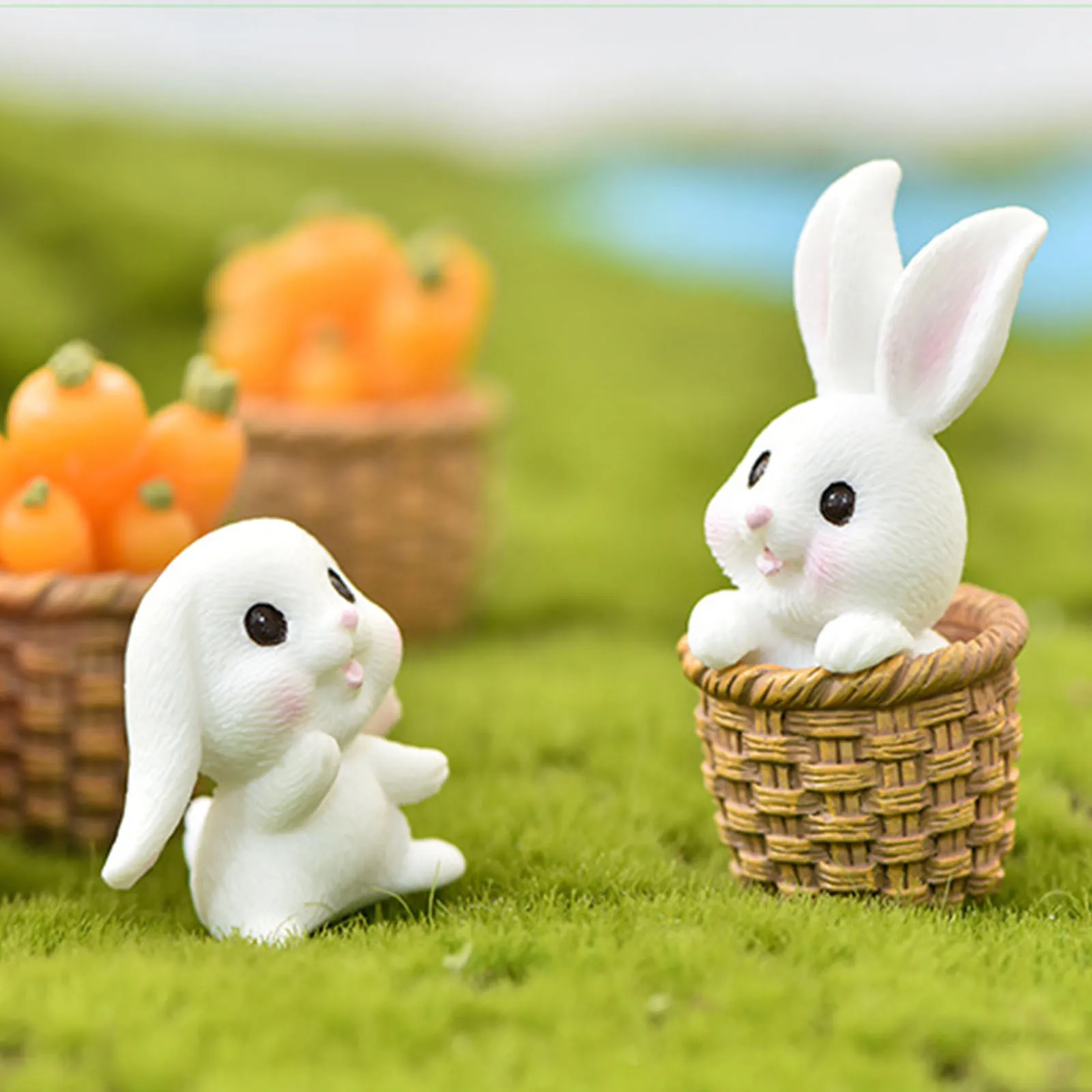 

1 шт. полимерный материал, микро-ландшафтное украшение для столешницы, мультяшный Кролик, морковь, кролик, милое украшение для дома, кролик