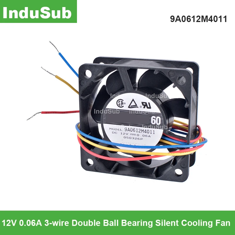 9A0612M4011 12V 0.06A 3 жильный 60x60x25 мм двойной шариковый подшипник бесшумная Вентилятор