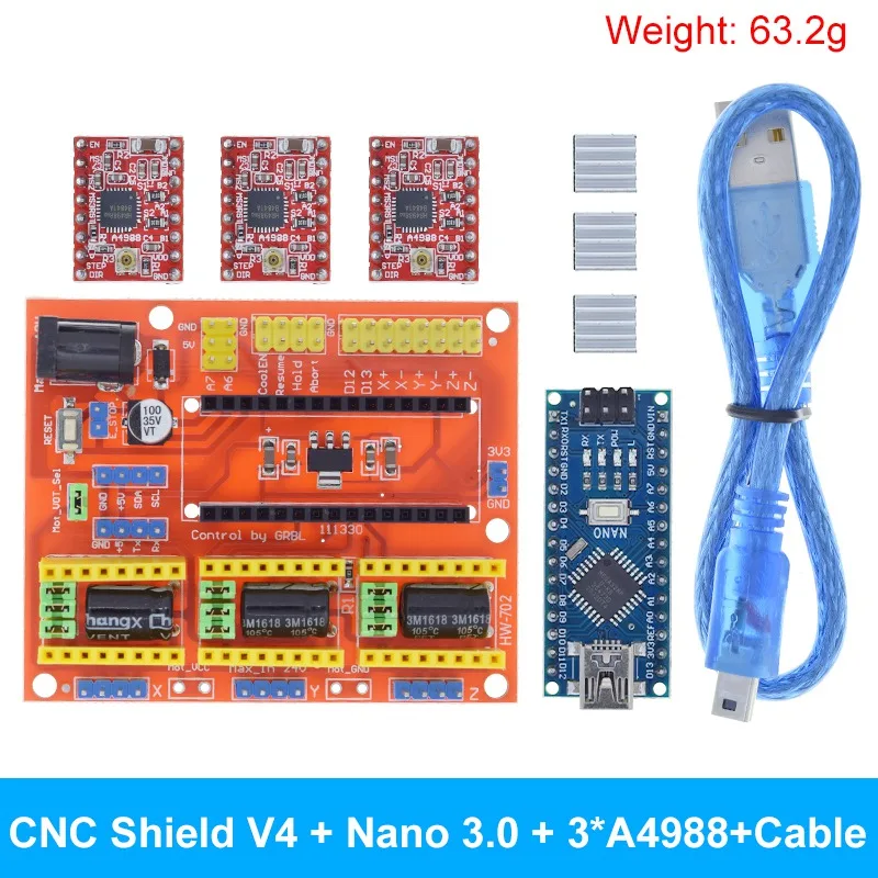 1 комплект 3DV4 CNC Shield V4 + Nano 3 0 шт. DRV8825 или A4988 Reprap Stepper для Arduino - Фото №1