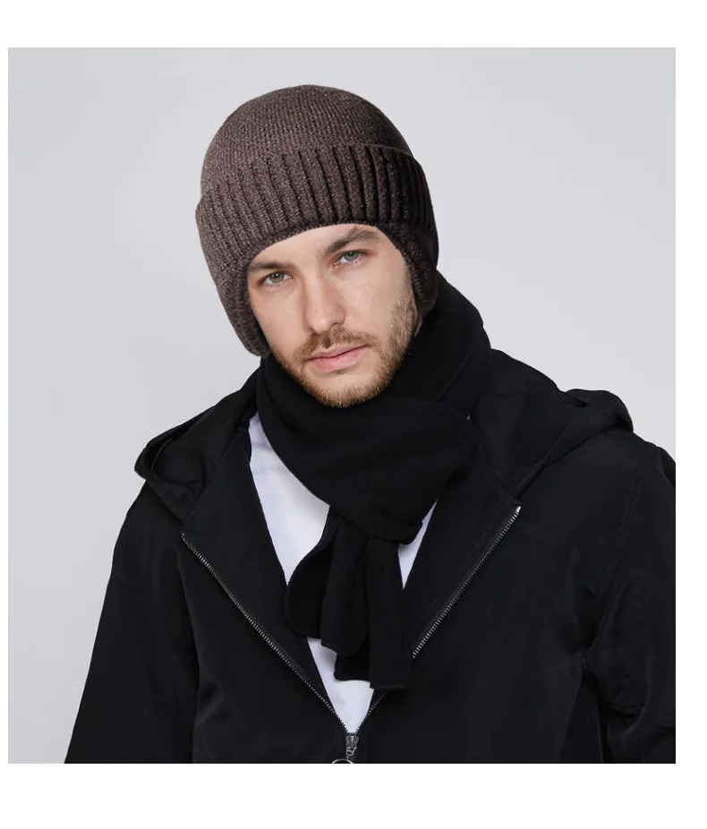 

winter earmuff cap men's outdoor knitted hat women's Korean warm beanies skull hat windproof earflaps bonnet hats