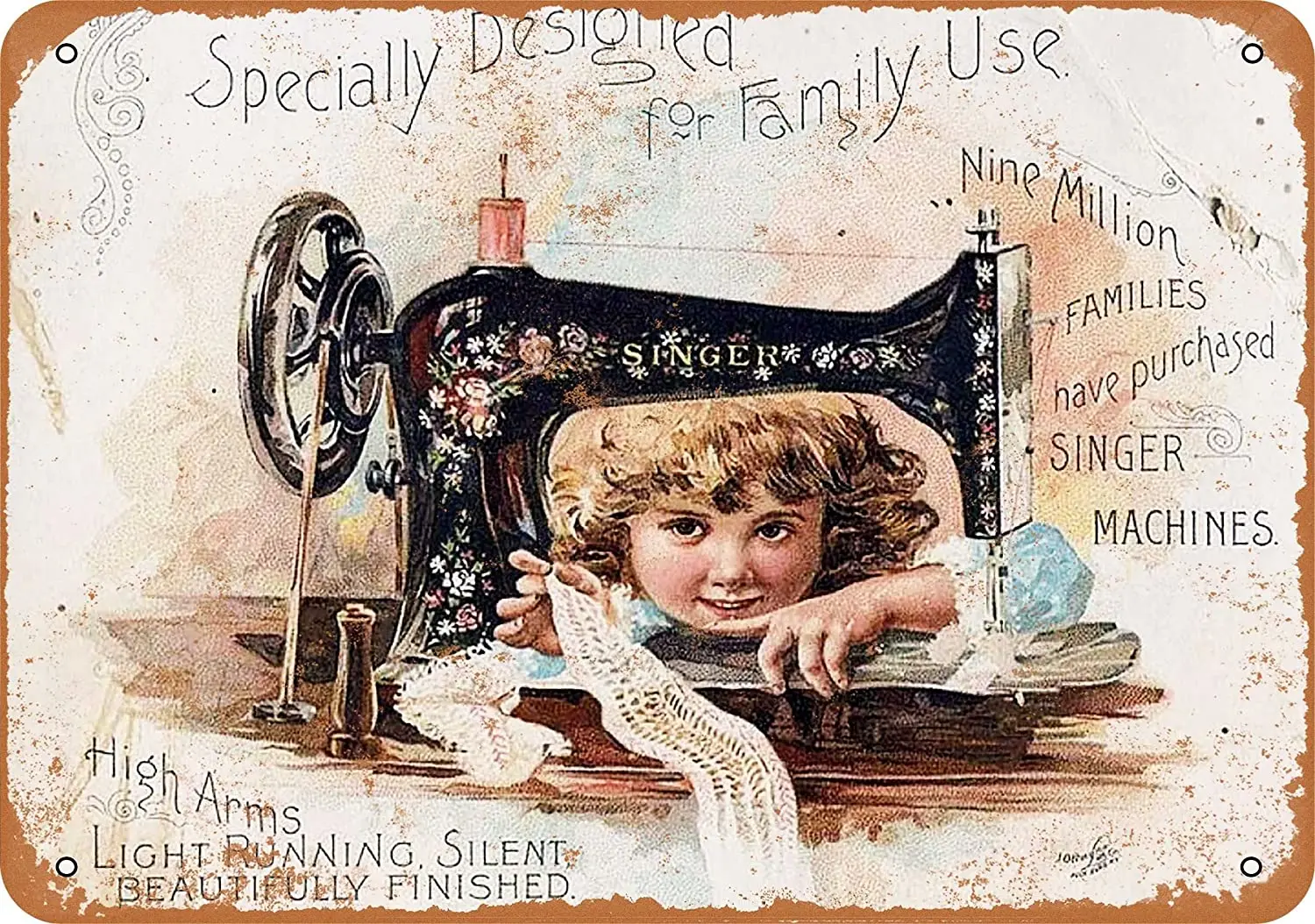 

WallColor 8*12 Metal Sign Singer Sewing Machines Vintage Look 4