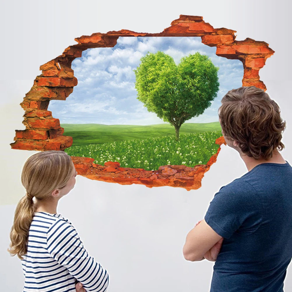 Новинка 2020 объемный пейзаж на сломанную стену С закатом домашнее украшение