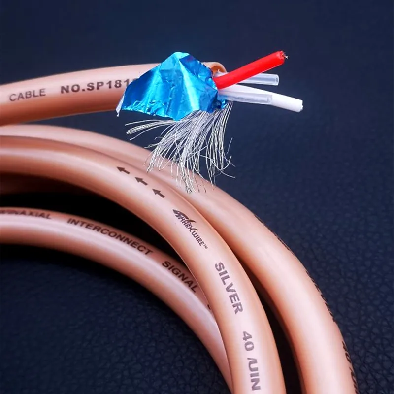 

Ahsy audio HiFi shark wire SP18122G 40um silver pated twin axial interconnect cable для DIY audio video RCA interconnect wire