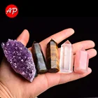 Натуральный аметистовый кластер, лечебный камень, кристалл Лабрадорита, палочка, минеральный точечный камень, коробка для украшения дома, 1 комплект