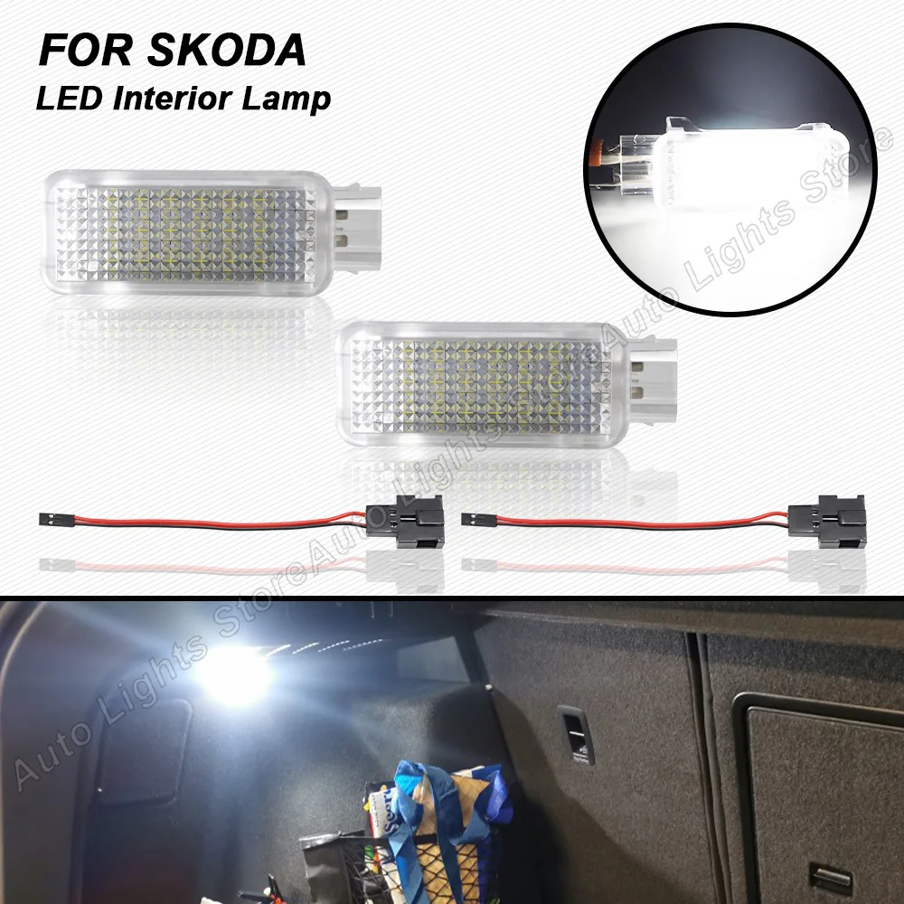 

For Skoda Octavia 04-08 Superb 06-09 Fabia 07-09 Roomster 06-09 2X LED Glove Box Trunk Boot Luggage Door Courtesy Footwell Light