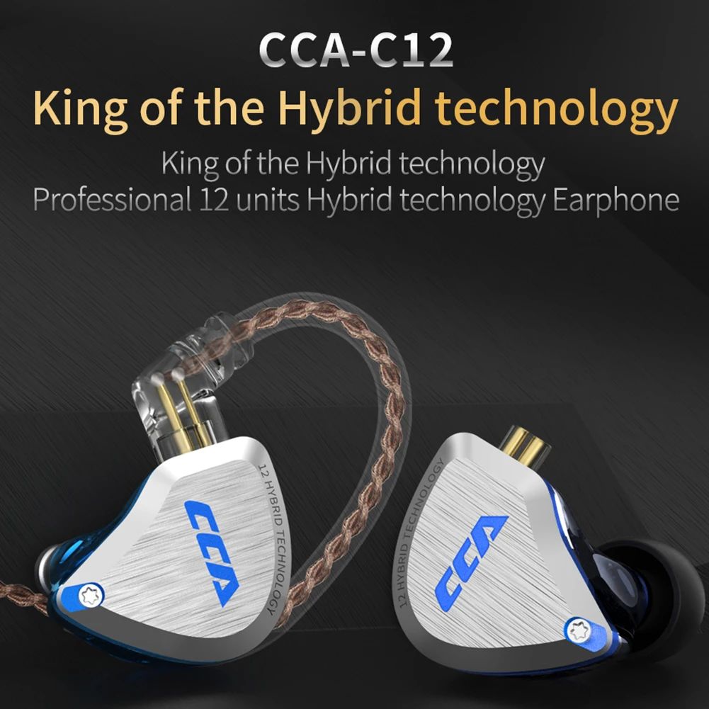 

New CCA C12 Metal Headset 5BA+1DD Hybrid 12Units HIFI Bass Earbuds In Ear Monitor Headphones Noise Cancelling Earphones KZ E10