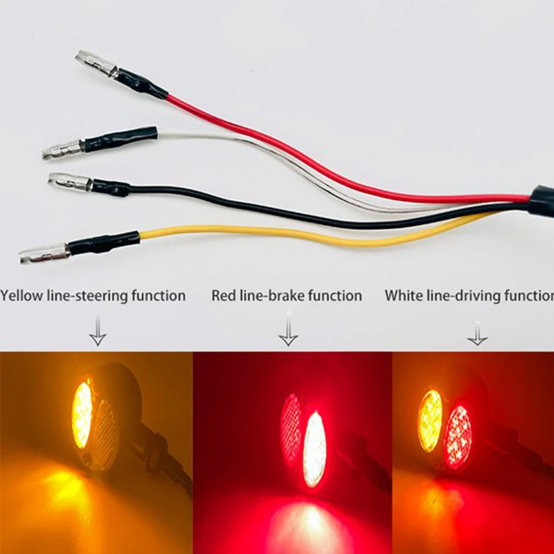 

2Pcs Motorcycle 4 Wires Retro LED Turn Signal Twin Light Running Brake Lamp Tail Light for Chopper Chrome