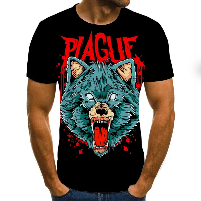

Summer Men Wolf 3D Print Men T-Shirt Animal Gra[hic Short Sleeve Fashion Breathable Round Neck Hip Hop Male Tops Tees XXS-6XL