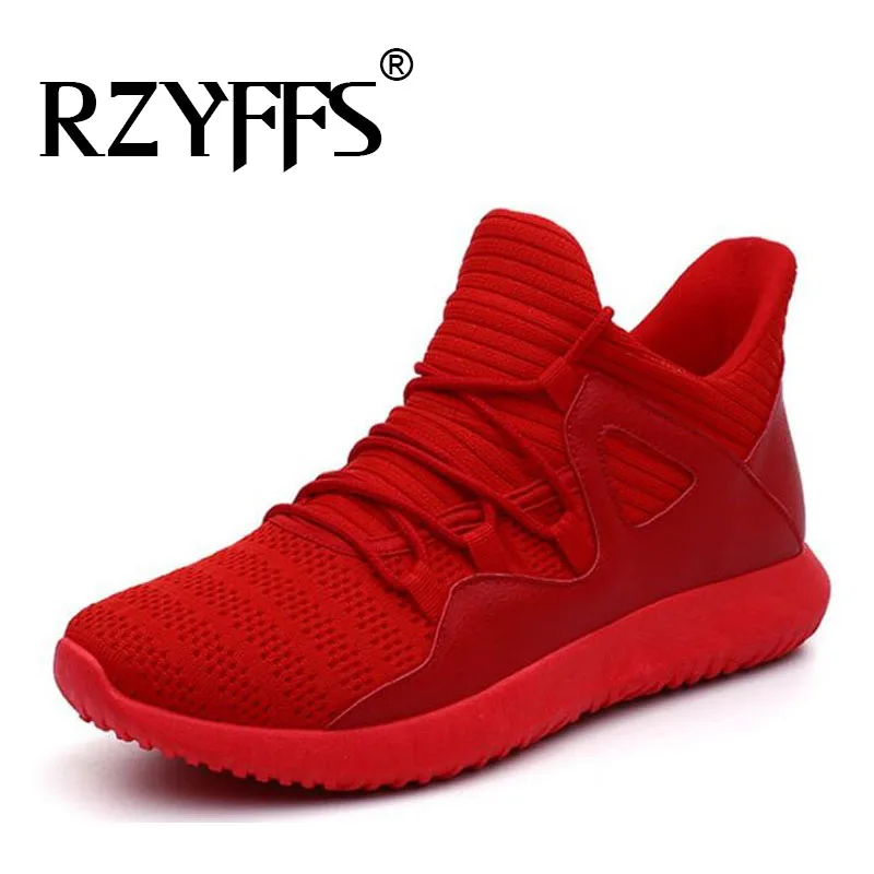 Кроссовки мужские спортивные с высоким берцем большие размеры красный белый