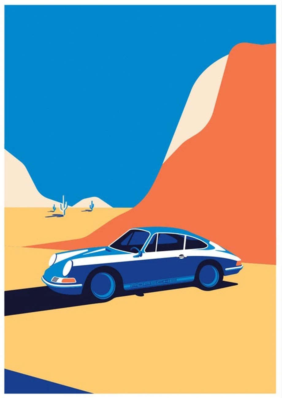 Красочный автомобиль Фотофон 80s фотография девушка пейзаж туризм настенное