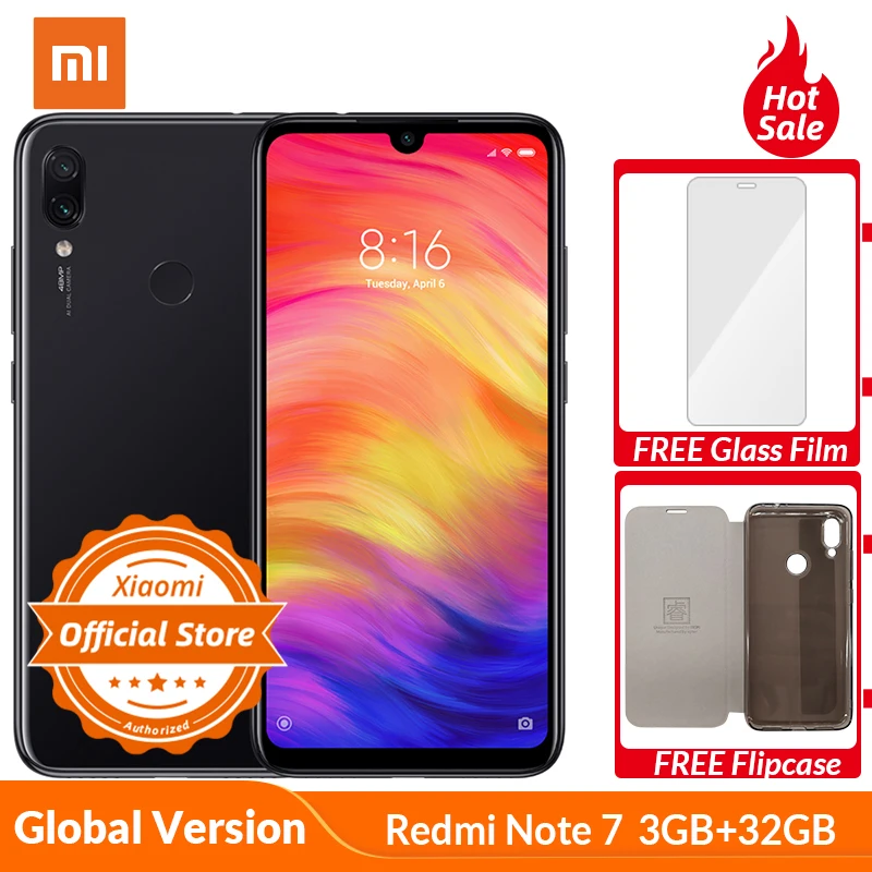 Мобильный телефон Xiaomi Redmi Note 7 3 ГБ 32 глобальная версия Snapdragon 660 48 МП двойная камера