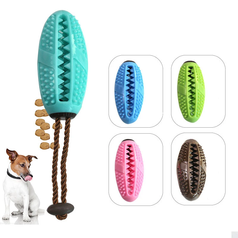 

Dog Chew Toys with Rope Molar Tooth Clean Interactive Elasticity Rugby Exercise Game IQ Training Ball Dental Care Pet Supplies