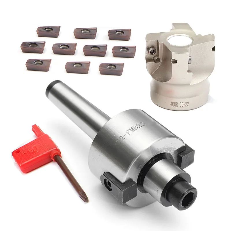 

MT2 M10&50mm Face End Mill Cutter+10 pcs APMT1604 Carbide Insert Wrench CNC