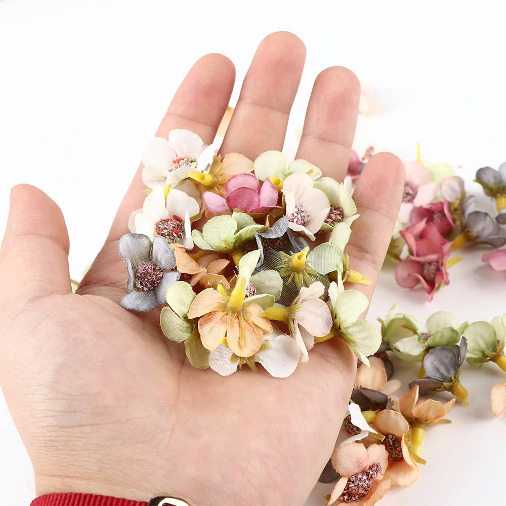 100 шт./компл. цветок ромашки бутоны искусственных цветов мини шелк для венок