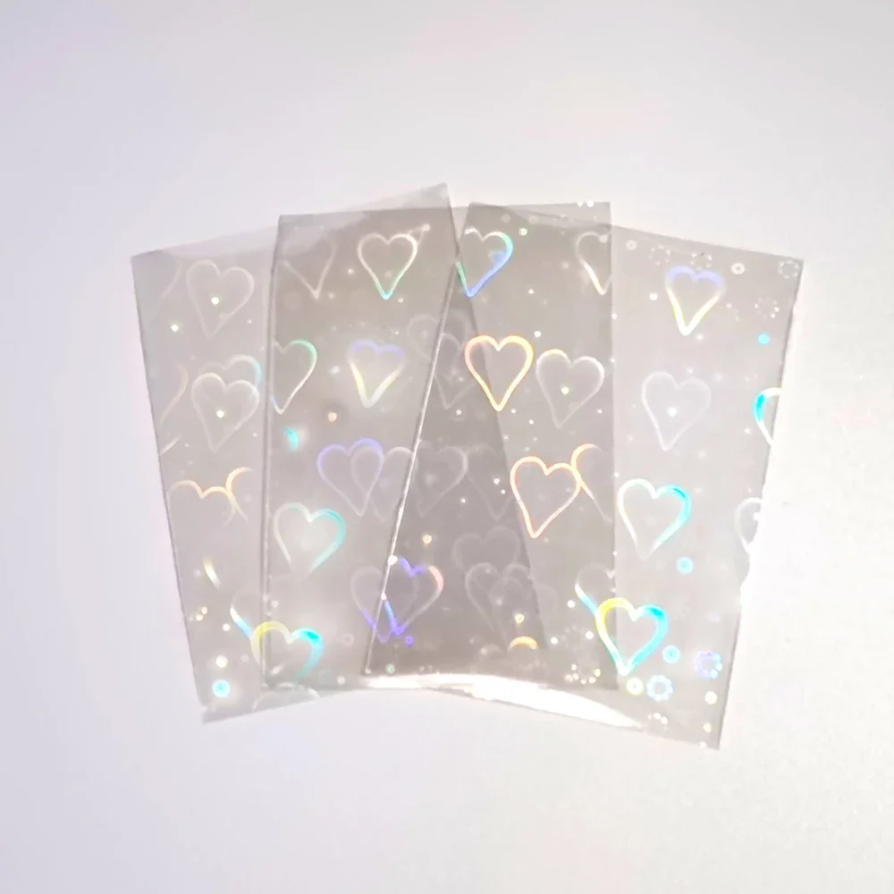 100Pcs Heart-shaped Foil Laser Flashing Clear Sleeves Korea Idol Photo Holographic Protector Trading Cards Shield Cover | Спорт и