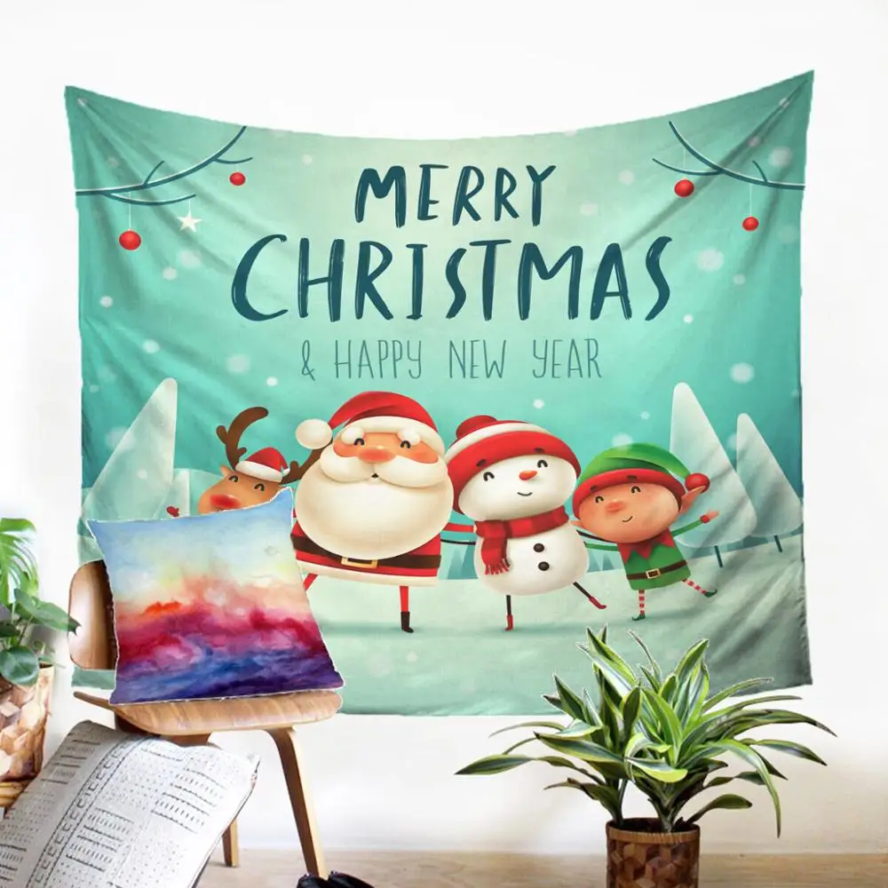 

Cute Cartoon Christmas Design Wall Carpet Home Decoration Dorm Decor Macrame Panel Wall Hanging Tapestry Home Textiles