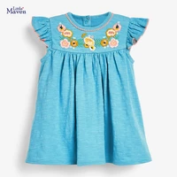 frocks for girls 2021 summer baby girl flower vestiods children clothes toddler petal sleeve sky blue dresses for kids 2 7 years