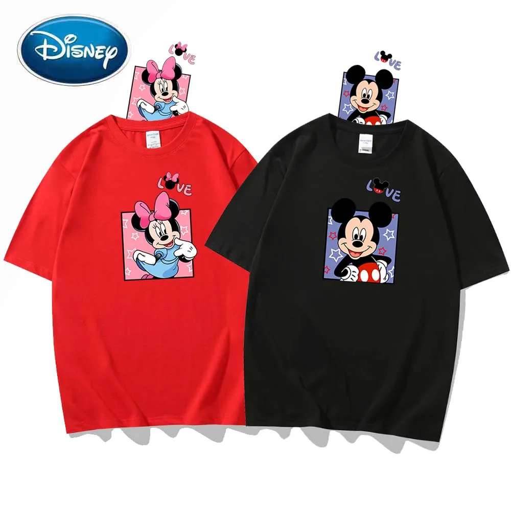 Disney Minnie Mickey Mouse женская футболка унисекс с надписью Love пуловер коротким рукавом и