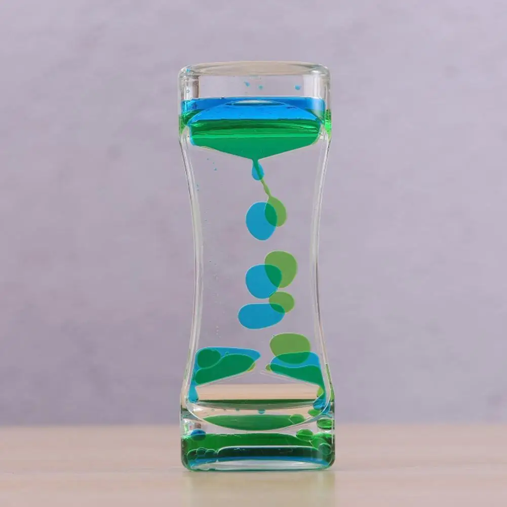 

Kawaii Double Color Sand Hourglasses Oil Leakage Dynamic Oil Toy Drop Acrylic Clock Home Ornament Decoration Desk Glass