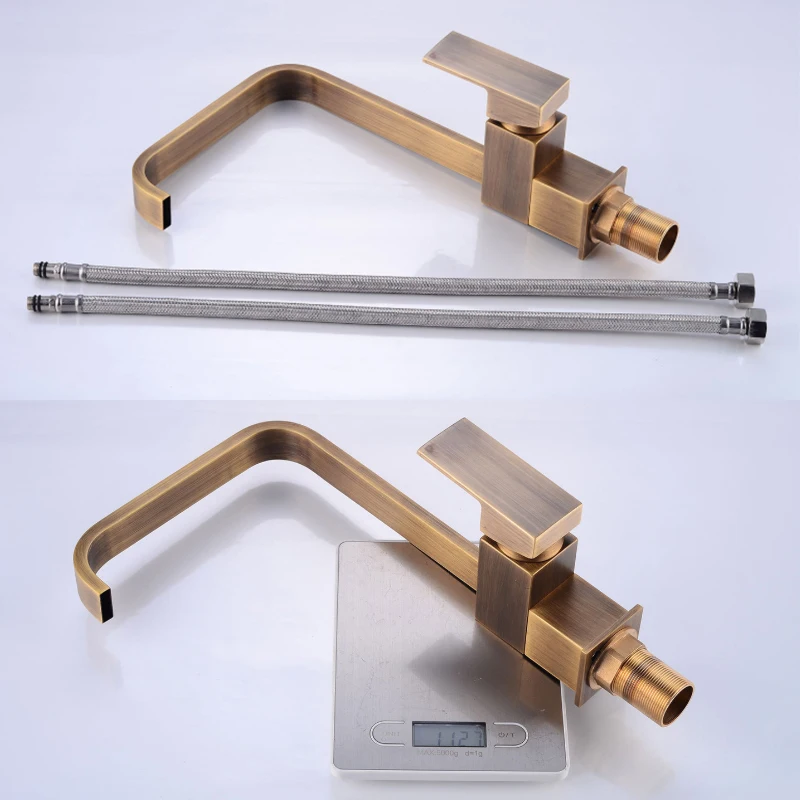 

Kitchen Faucets Brass Kitchen Sink Water Faucet 360 Rotate Swivel Faucet Antique Bronze Mixer Single Holder Single Hole ELF2101