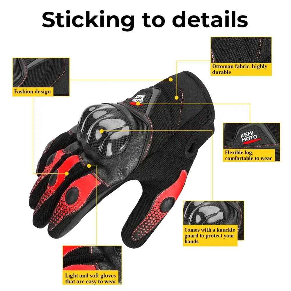 Мотоциклетные Перчатки KEMiMOTO с сенсорным экраном кожаные дышащие гоночные
