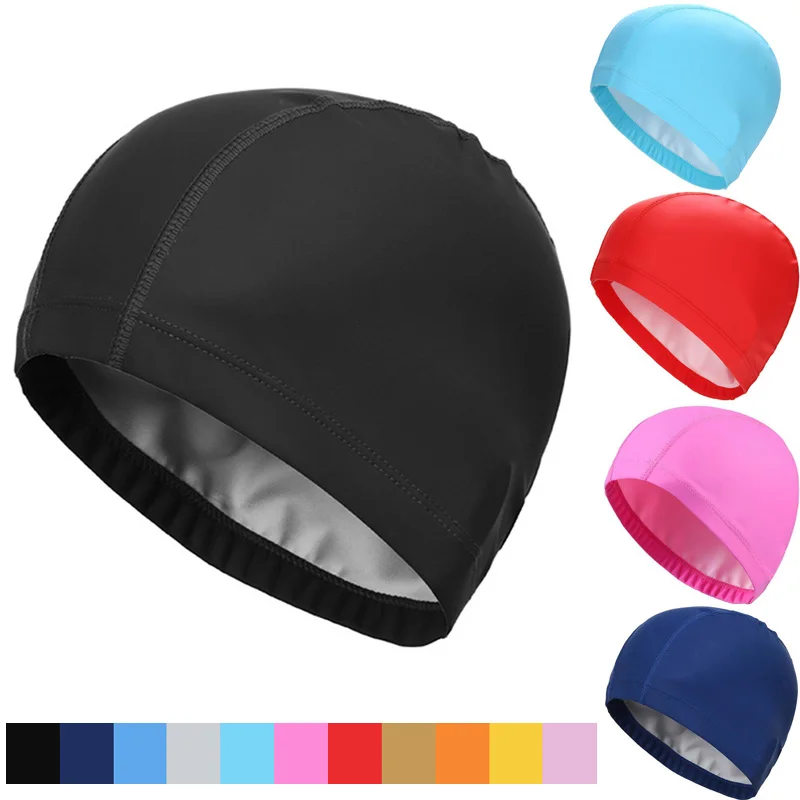 Unisex Swimming Cap Waterproof Polyester Fabric Protect Ears Long Hair Durable Swim Pool Hat for Adults Kids Training | Спорт и