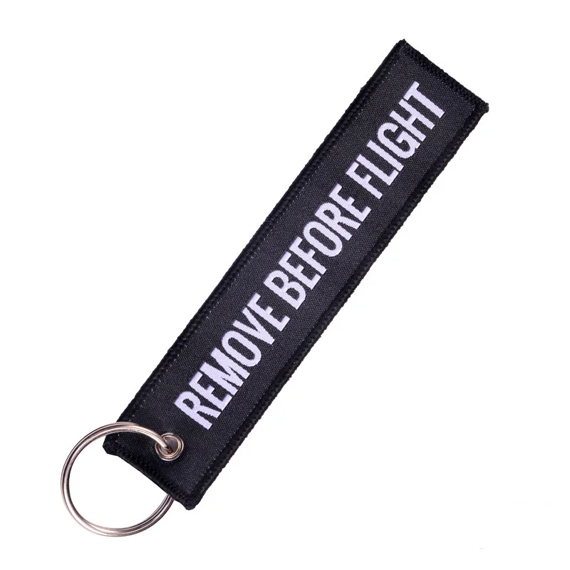 

1 Piece Fashion Remove Before Flight Tags Keychain Keyring Rectangle Polyester Embroidery Message Multicolor 13*3CM