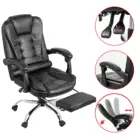 Черный эргономичное офисное кресло болей в спине с подлокотниками и поворотные ролики Исполнительный подушка для сидения для ног из искусственной кожи для офиса