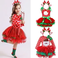 polka dotted christmas baby girl dress santa claus xmas party princess elegant gown new year holiday costume baby girl clothes
