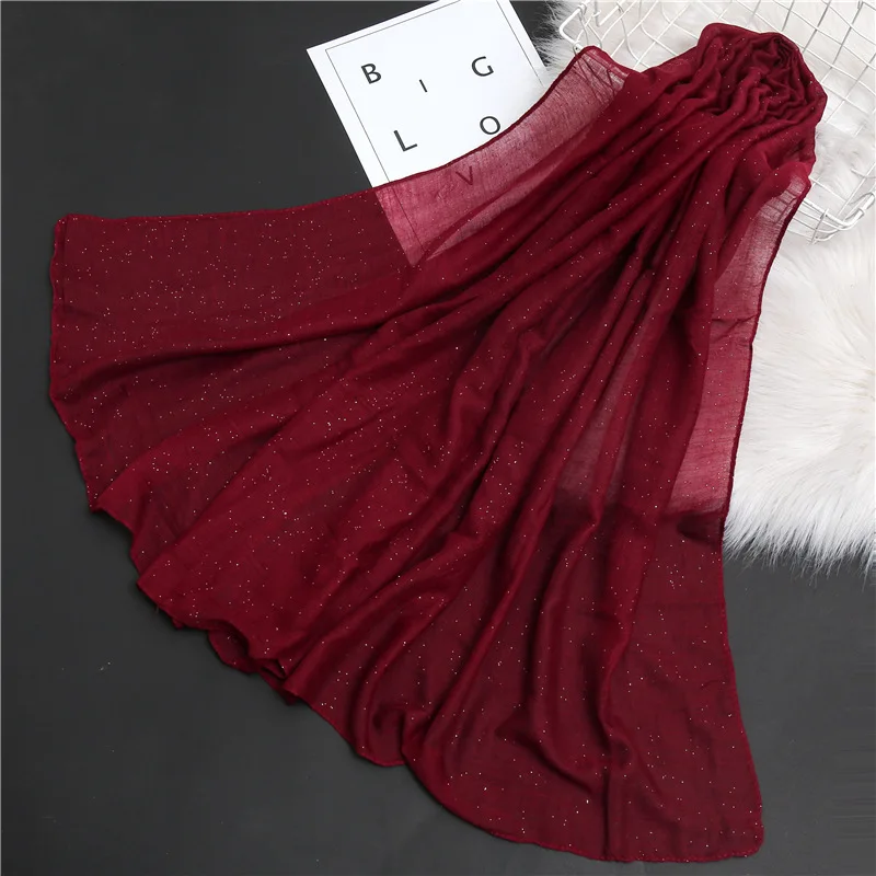 Однотонный шарф универсальная шаль тонкий хлопковый и льняной головной платок