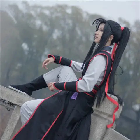 

Anime Mo Dao Zu Brother Shi Wei Wuxian Cosplay Jiang Cheng Costume Hanfu Grandmaster of Demonic Cultivation Costume Men Wig