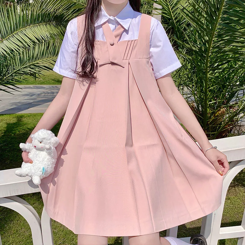 Lolibook летний Яркий розовый женский сарафан в японском стиле для студенток длинное