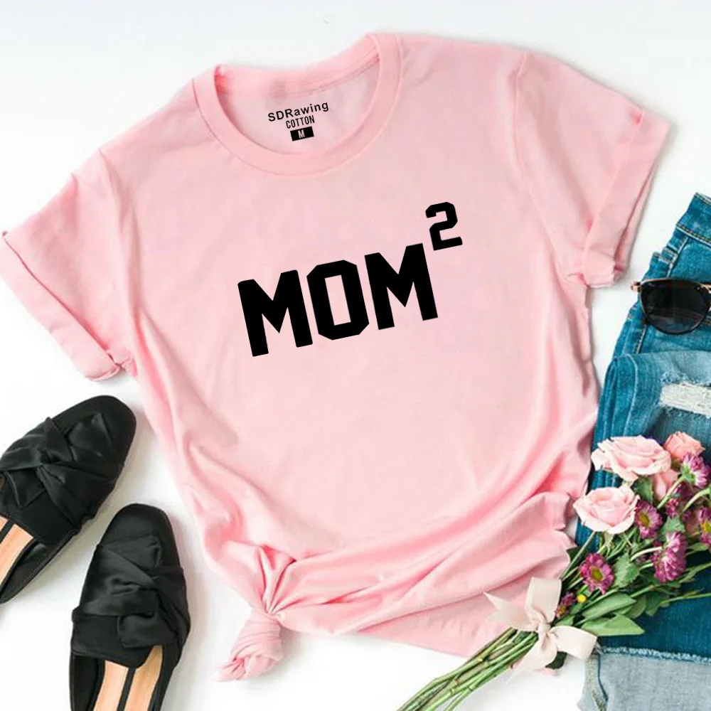 Harajuku Mom2 футболка подарок на день матери идея Топ мама футболка для женщин подарок на день рождения ребенка беременность диктор - Цвет: pink