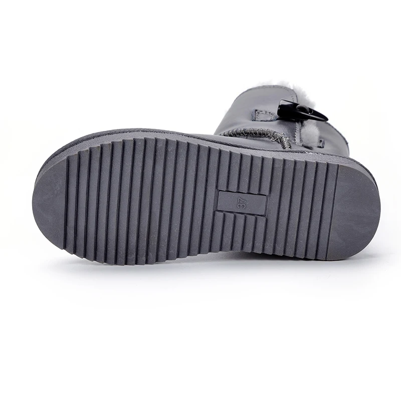 Top Quality 100% Genuine Cowhide Leather Snow Boots Natural Fur Botas Mujer Winter Real Wool Shoes For Women