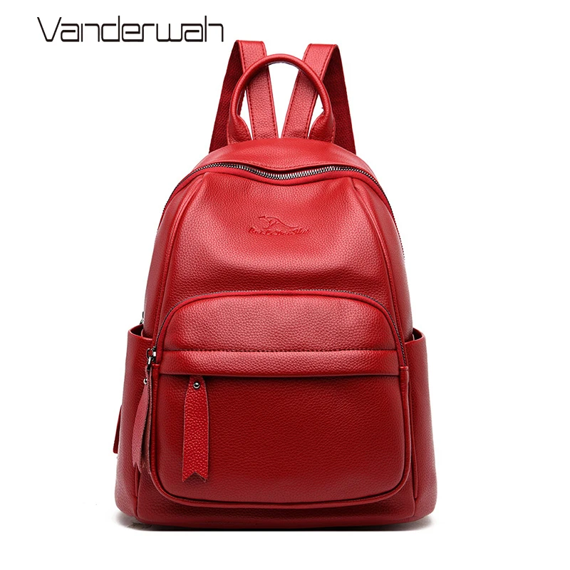 Женский кожаный рюкзак Sac A Main повседневная школьная сумка дизайнерские