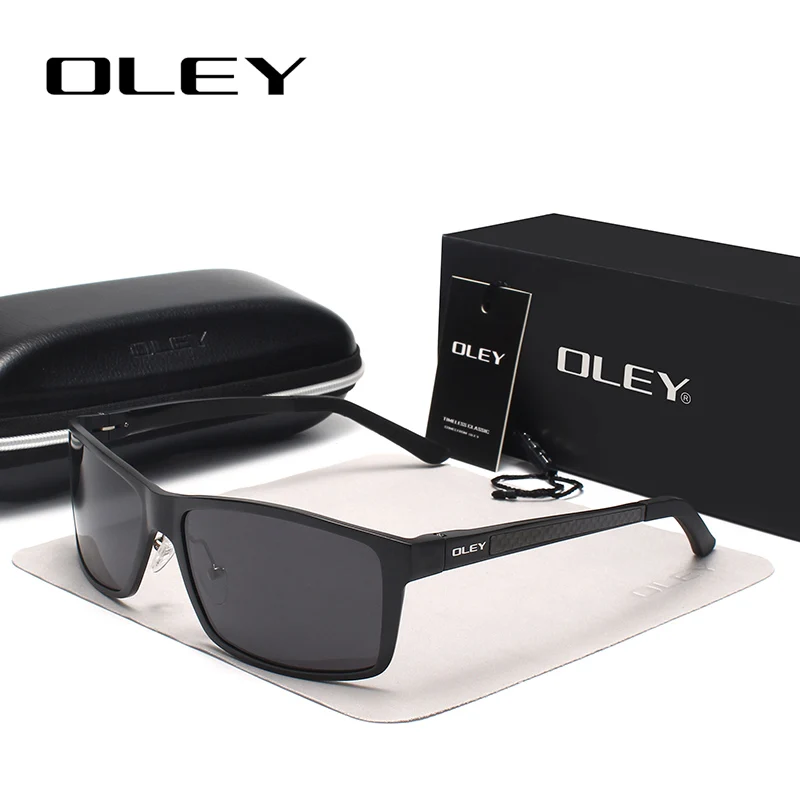 Y7160 C1 BOX OLEY Brand Men's Vintage Square Sunglasses Polarized UV400 Lens Eyewear Accessories Male Sun Glasses For Men/Women Y7160 - Цвет линз: Y7160 C1 BOX