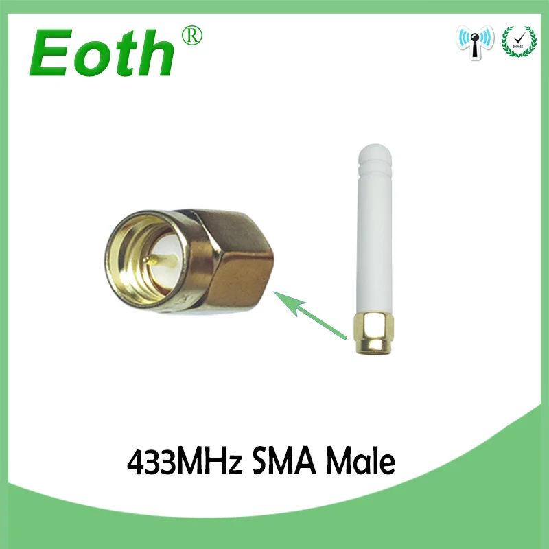EOTH 5pcs 433mhz antenna 2~3dbi sma male lora antene pbx iot module lorawan signal receiver antena high gain