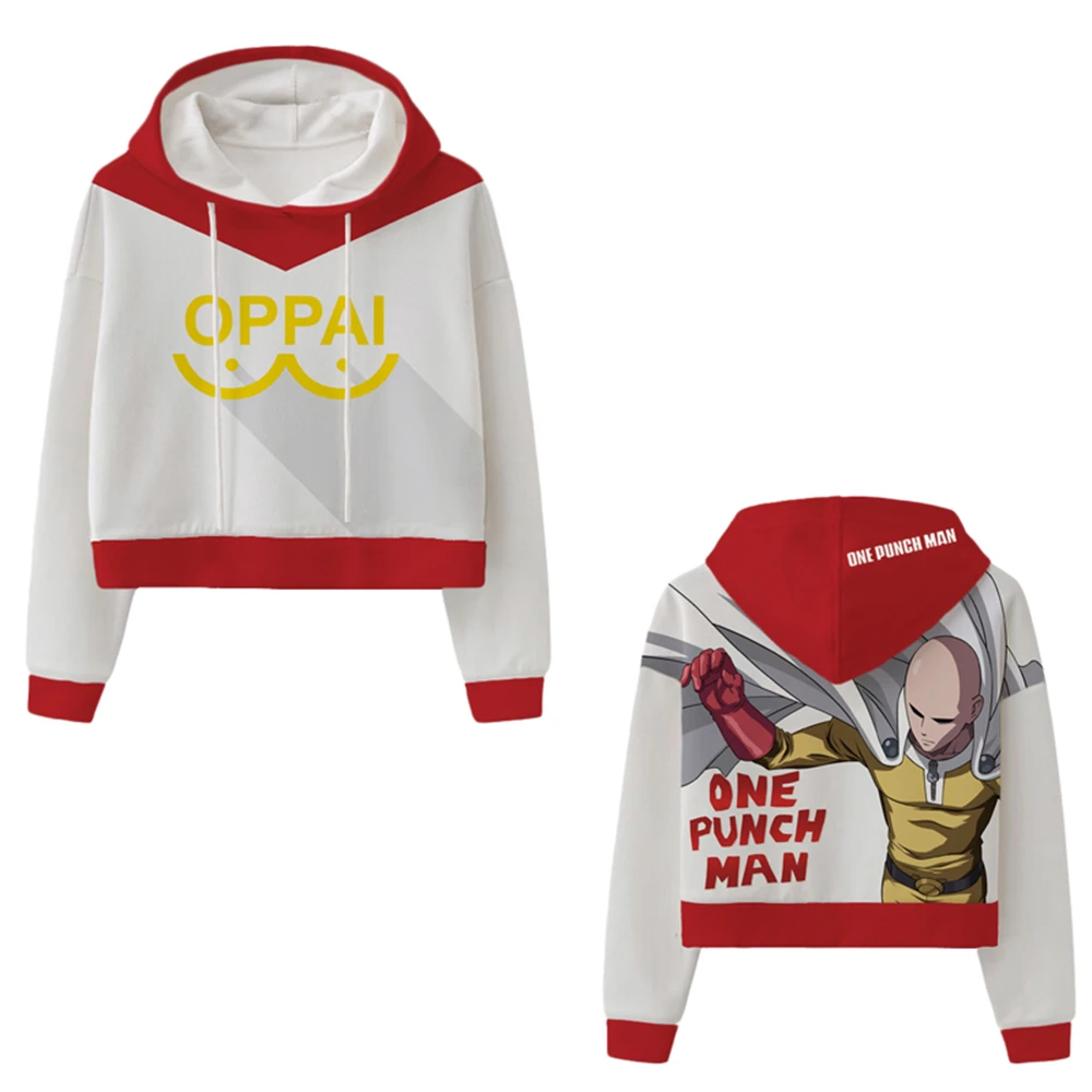 

Толстовки с открытым животом, Аниме One Punch, новый стиль, женские весенне-осенние повседневные топы, свитшот, женские толстовки, спортивные ко...