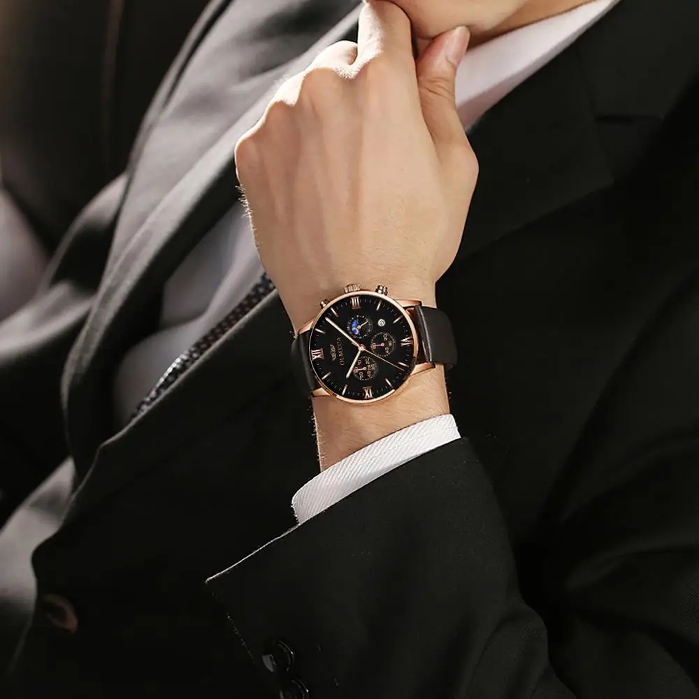 Часы наручные мужские с календарем многофункциональные водонепроницаемые