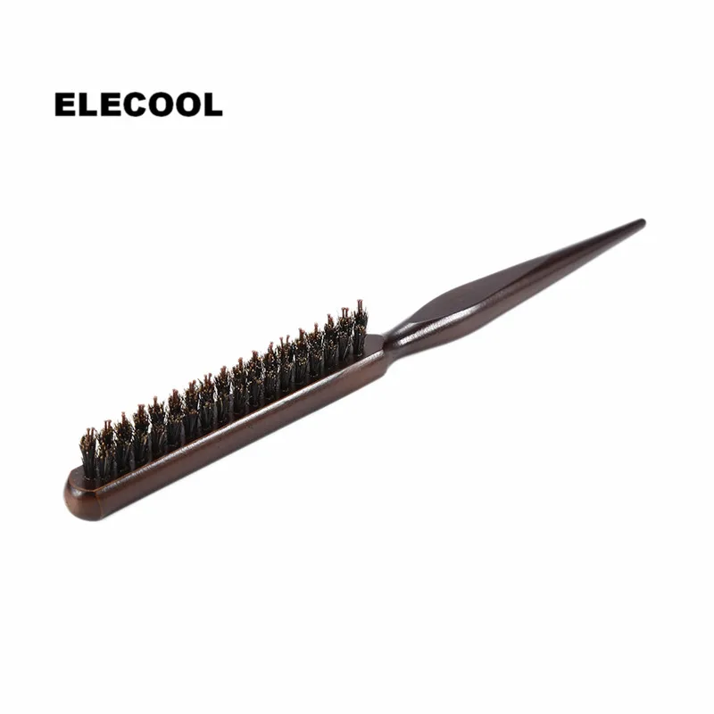 Антистатическая щетка для волос ELECOOL 3 ряда коричневая пушистая с деревянной