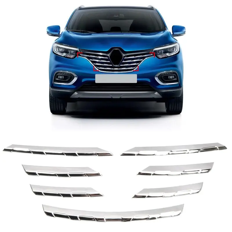 Подходит для Renault Kadjar автомобильный Стайлинг нержавеющая Передняя консоль Гриль Крышка Декор полосы отделка 7 шт. авто аксессуары