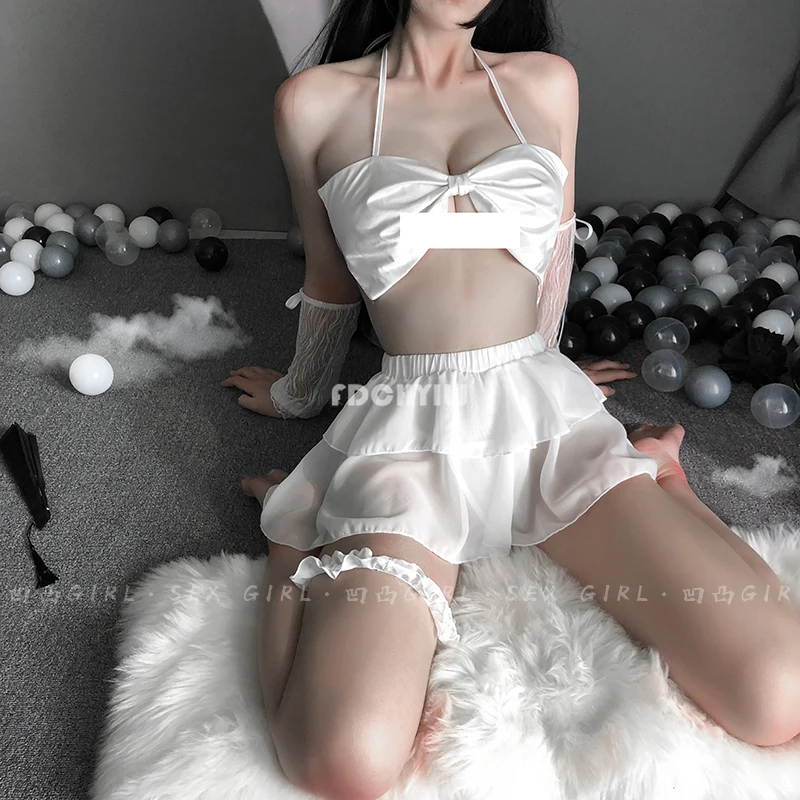 

Anime Cospaly Bride Honeymoon Costumes Wedding Girl Sexy Pajamas Thin Perspective Bra and Panty Bridal Sleepwear Sexy Lingerie