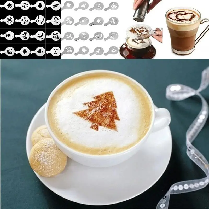 

Искусство 16 шт./компл. Трафареты для кофе кофейный инструмент C0ffee формы для украшения формы латте Шоколад DIY 16 шт. Пыльник