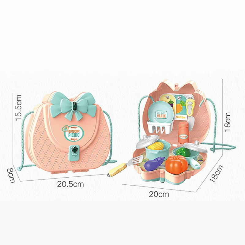 

Play House Toy Children's Simulation Backpack Combination Kitchen Tableware Makeup Set Medical Kit Film Themed Girl Gift FEA889