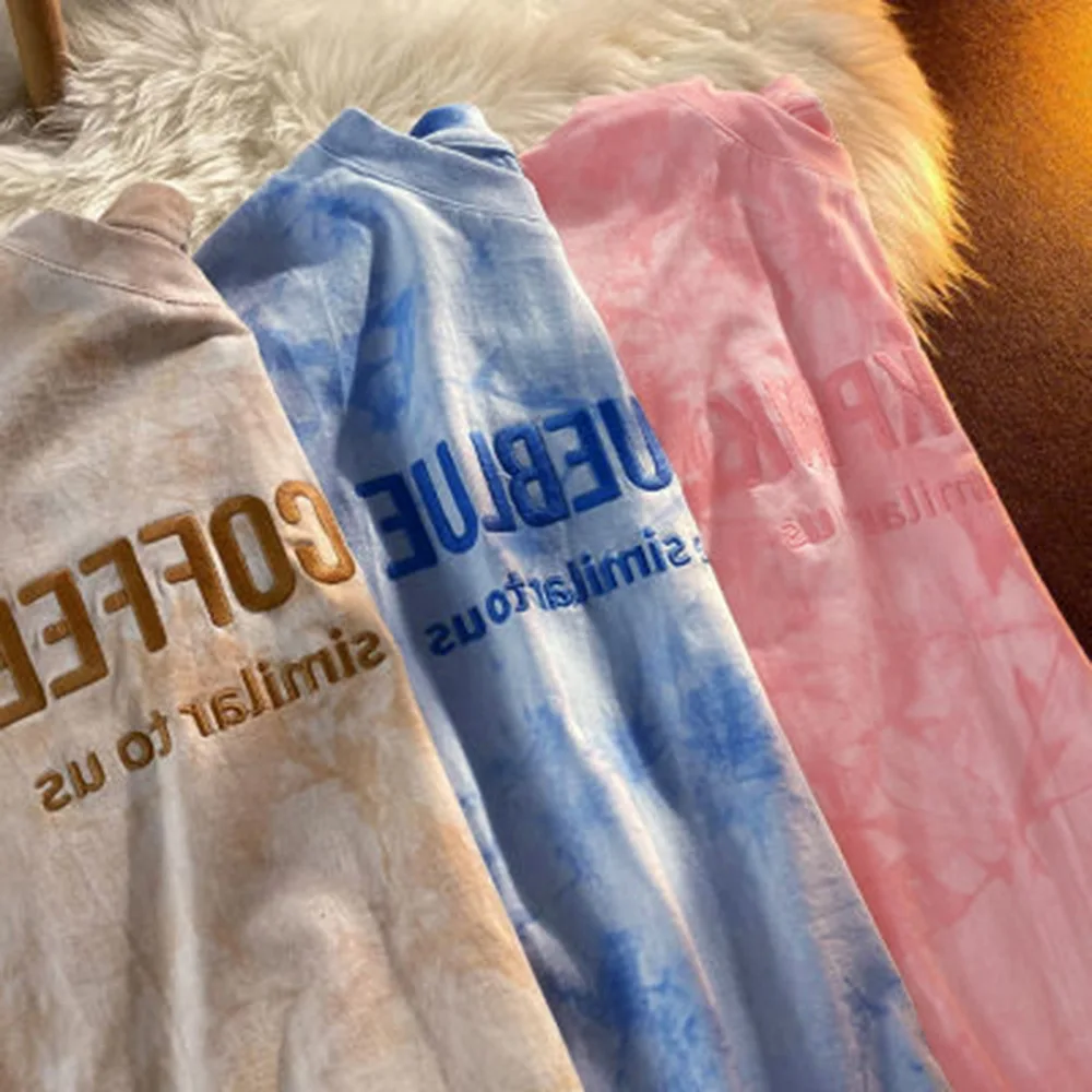 

Oversized Women's T-Shirts tie-dye Printed Tshirts Harajuku Clothes Summer tshirt Casual Letter Print O-Neck Tees Streetwear Top
