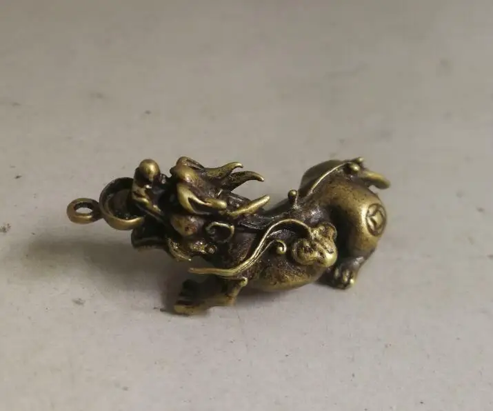 

Китайская коллекция старая азиатская Чистая латунь kirin Маленькая подвеска