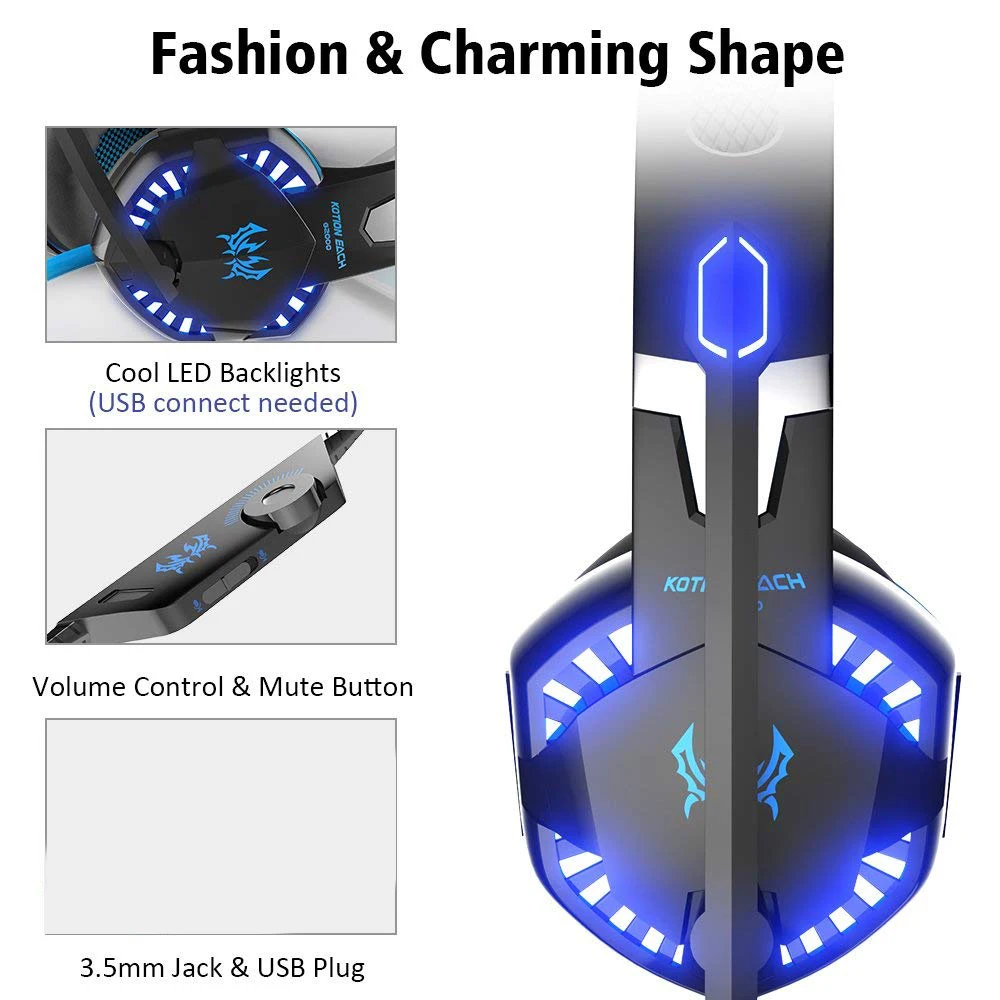 2022 fashion gaming headset deep bass stereo game headphone with microphone led light for ps4 pc laptopgaming mousemice pad free global shipping