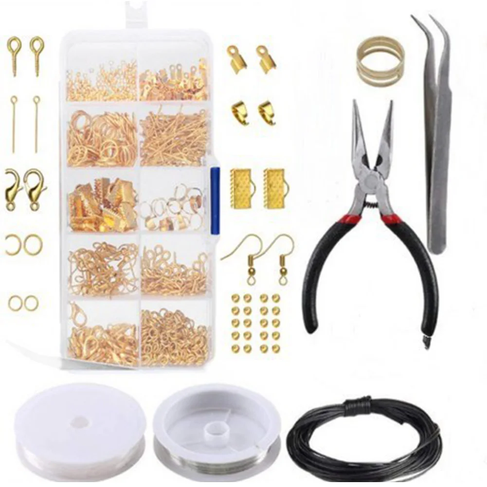 10 Grids DIY Findings And Beading Handmade Wires Pliers Necklace Materials Metal With Accessories Repair Tool Jewelry Making Kit | Украшения